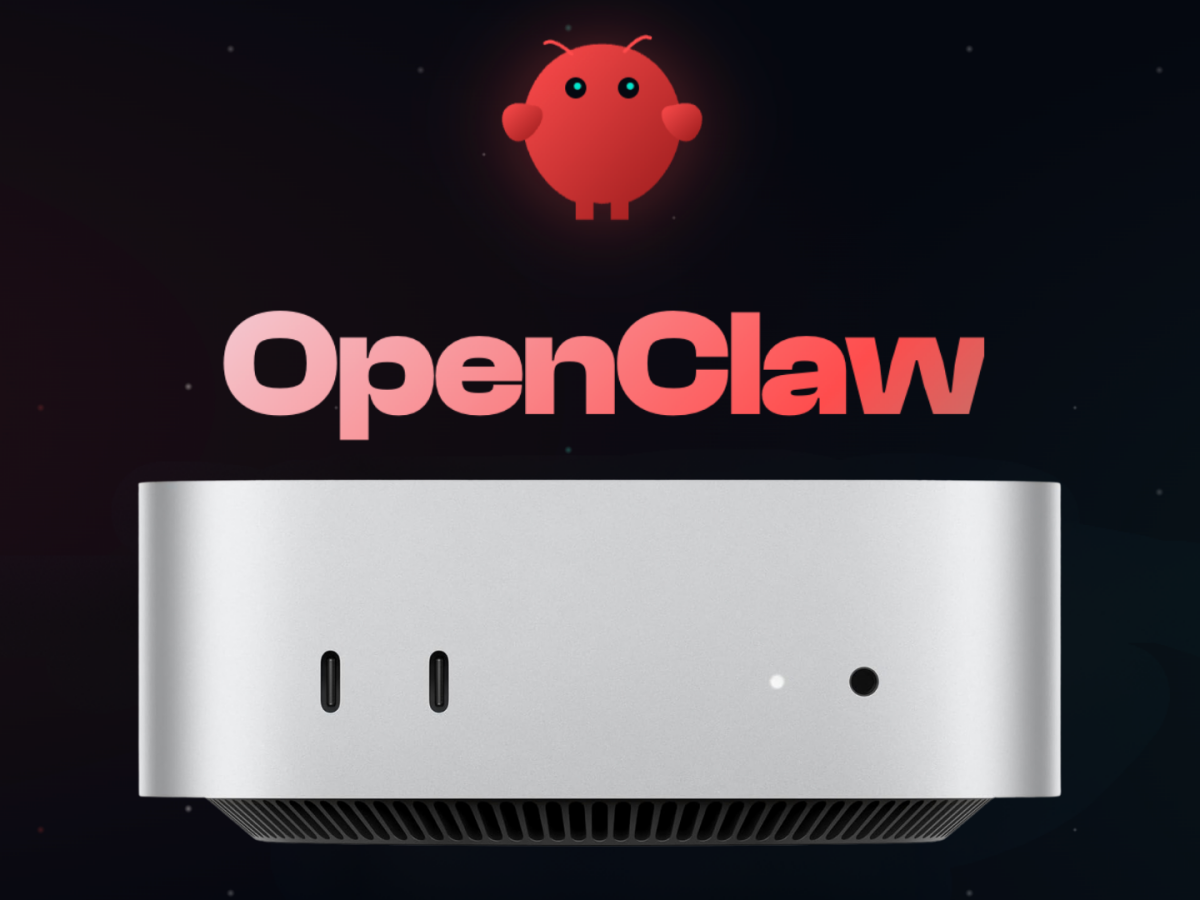 OpenClaw logo above Apple Mac mini — the gold standard for local deployment